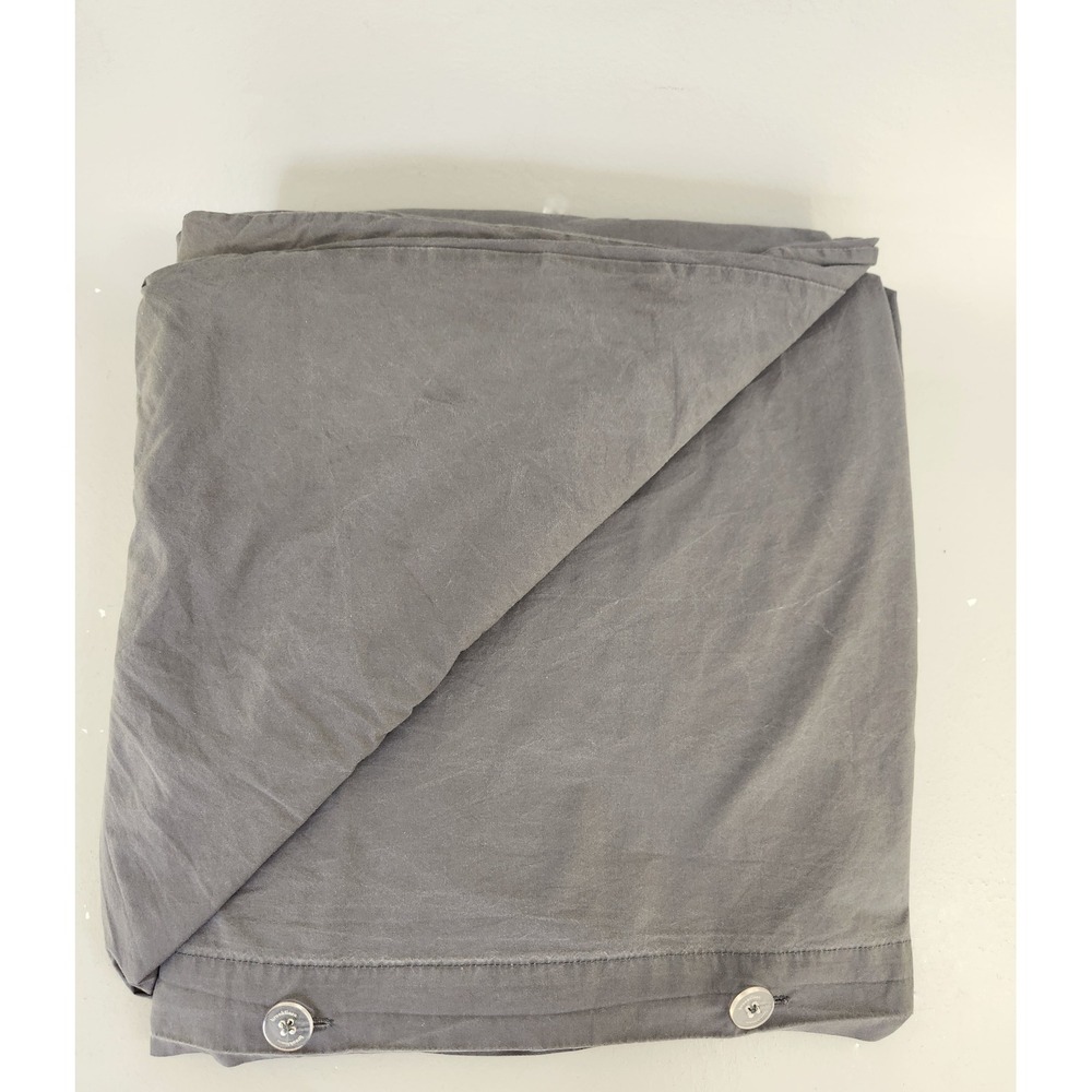 Brooklinen Duvet Cover Queen Gray 100% Cotton Button Closure Minimalist Luxury